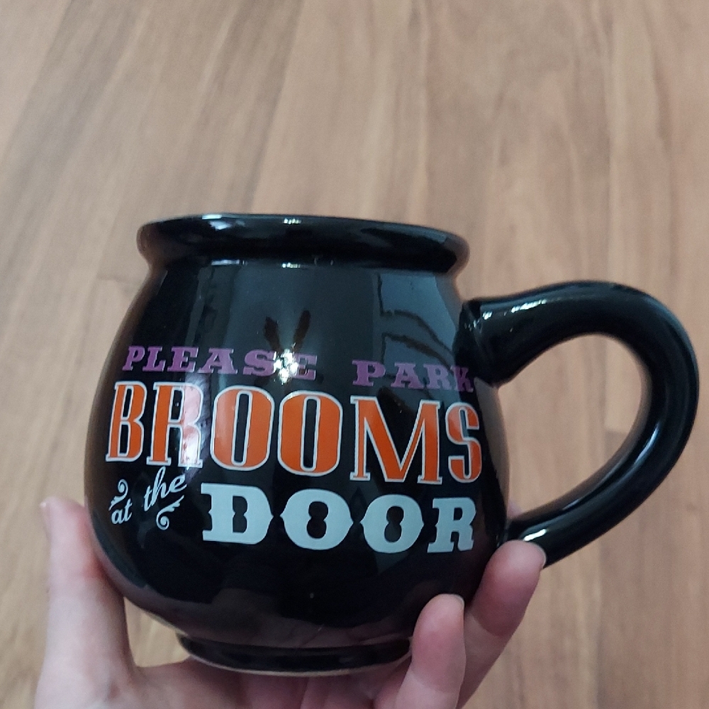Black Halloween Mug with Orange and Purple Text